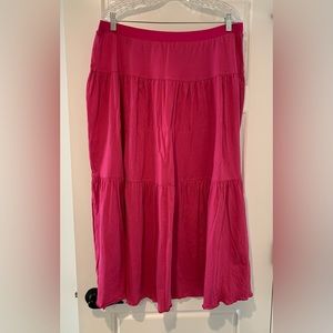 Gudrun Sjoden XL knit skirt , bright pink, tiered, calf length